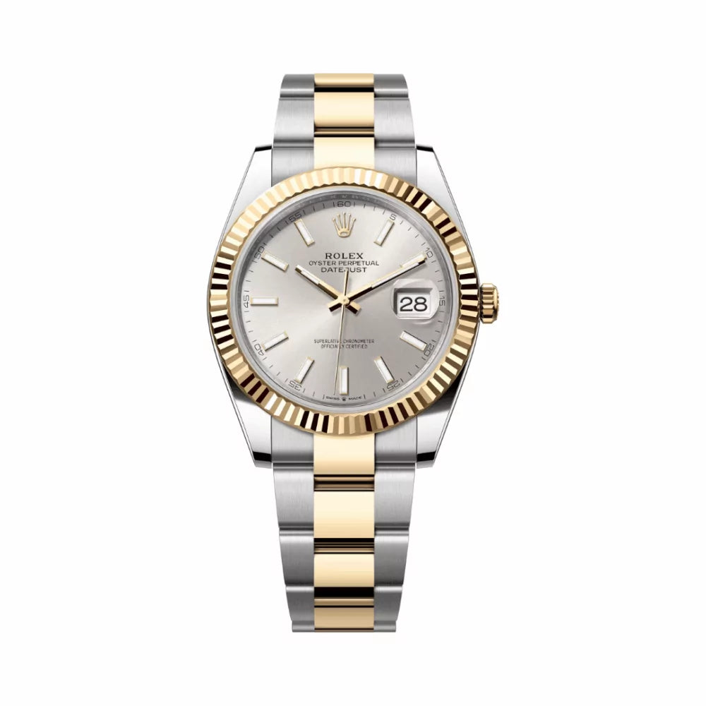 Rolex Datejust 126333-0001 Oystersteel 18kt Yellow Gold 41mm Silver Dial Mens Watch
