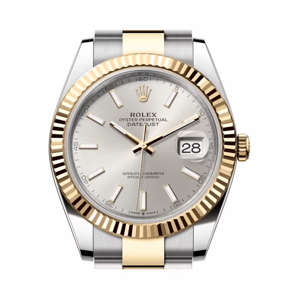 Rolex Datejust 126333-0001 Oystersteel 18kt Yellow Gold 41mm Silver Dial Mens Watch